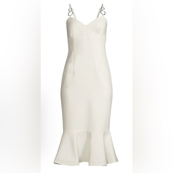 NWT Likely White Hirsch MIDI Mermaid Dress V-Neck Adjustable O-Ring Straps 2 - Picture 3 of 10